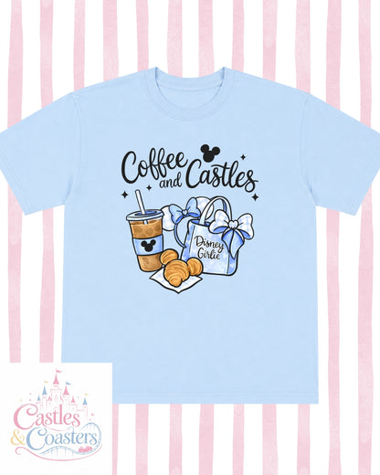Coffee & Castles Blue Design T-Shirt