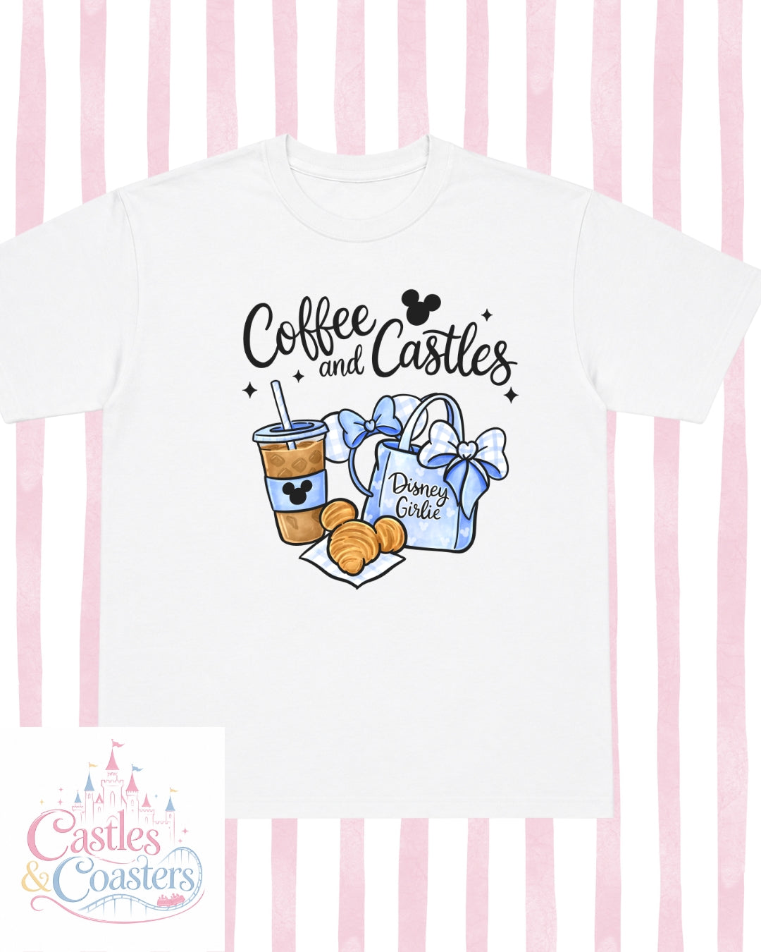 Coffee & Castles Blue Design T-Shirt