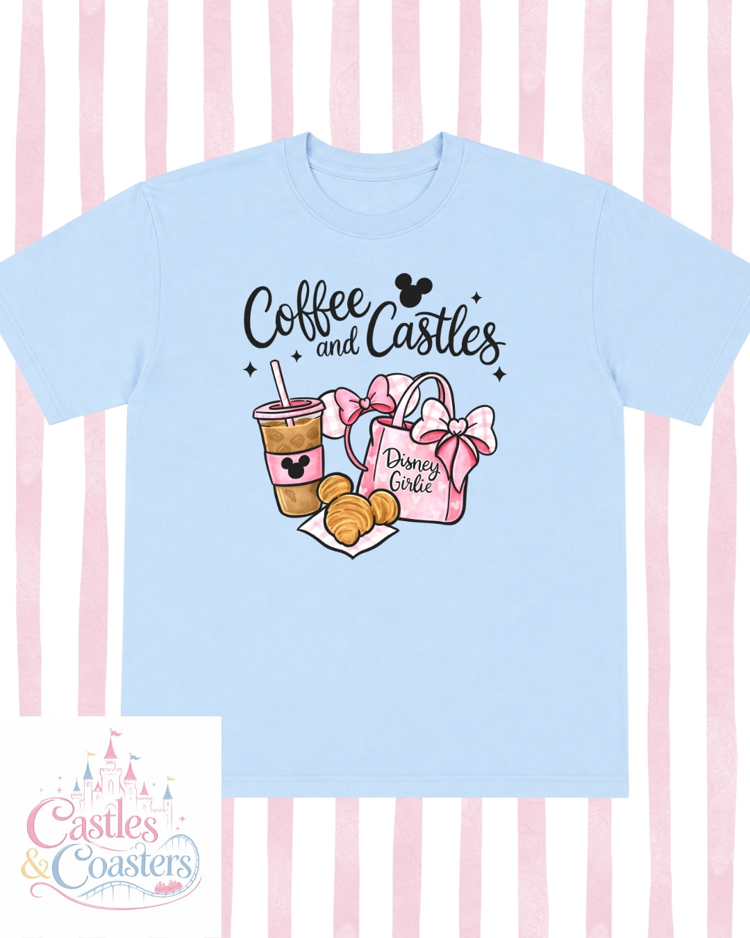 Coffee & Castles Pink Design T-Shirt