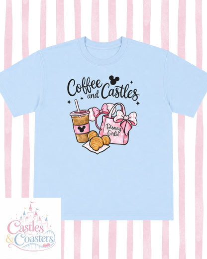 Coffee & Castles Pink Design T-Shirt