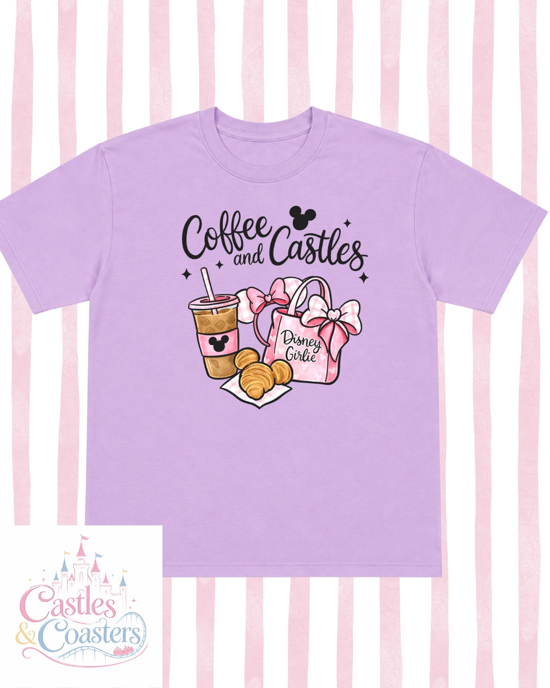Coffee & Castles Pink Design T-Shirt