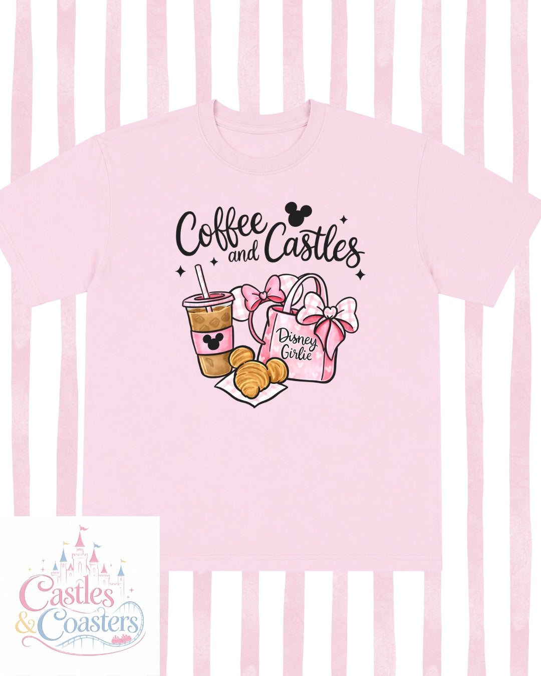 Coffee & Castles Pink Design T-Shirt