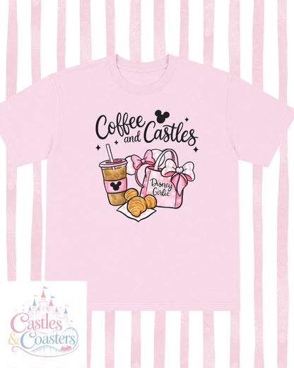 Coffee & Castles Pink Design T-Shirt