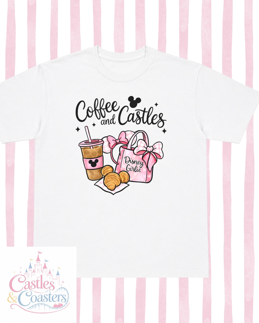 Coffee & Castles Pink Design T-Shirt